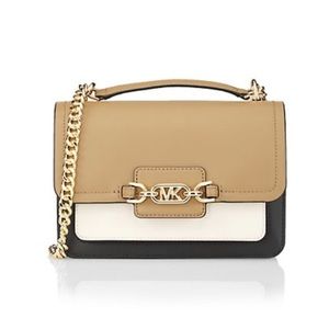 MICHAEL KORS Medium Heather Color-Blocked Leather Satchel